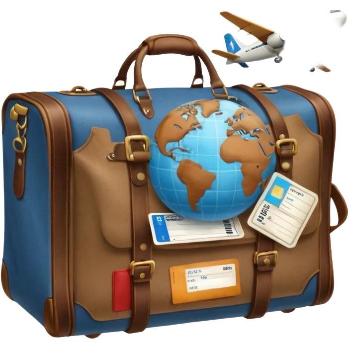 TRAVEL , travel bag , pass board, plane, glob emoji