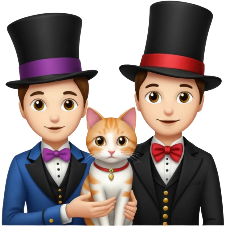 magician couple and their pet cat emoji