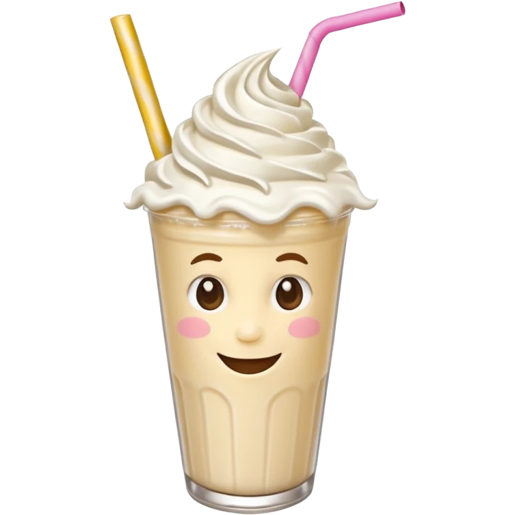 milkshake with a face and hair emoji