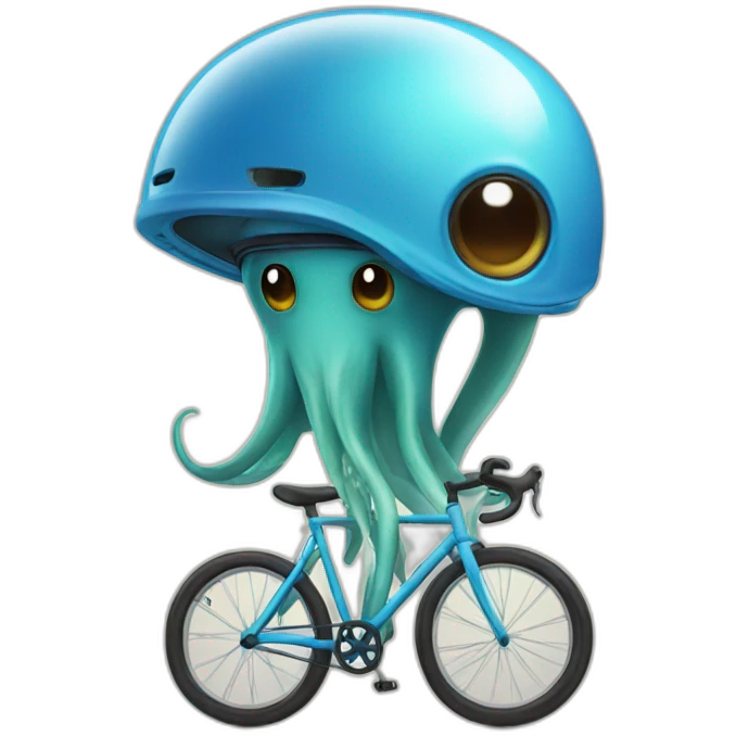 Squid wearing a bike helmet emoji