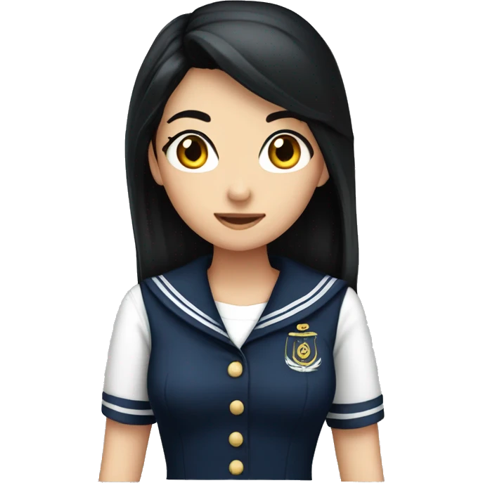 Girl sailor long black hair navy with eyes dark  emoji