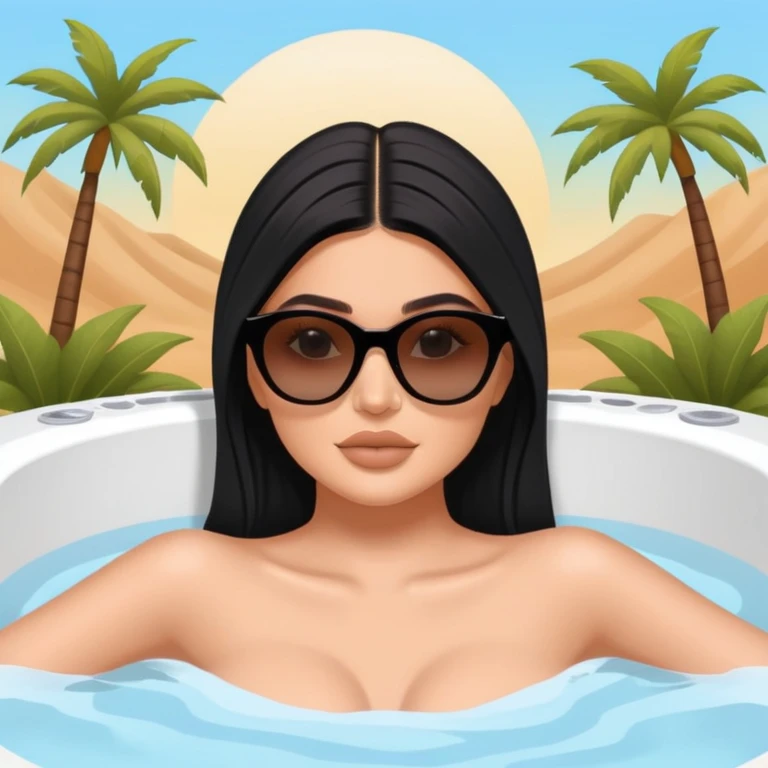 Kylie Jenner relaxing in a jacuzzi, zoomed out view emoji