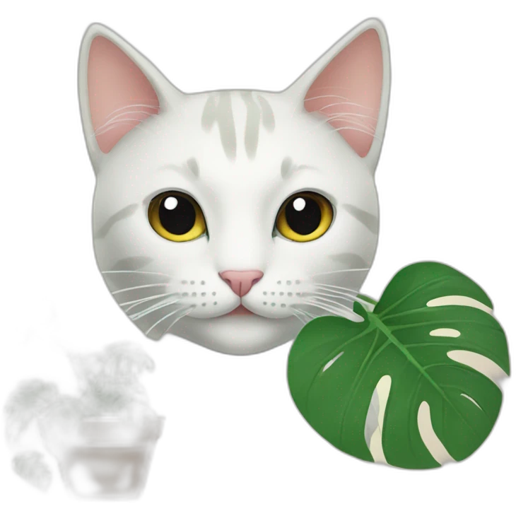 Cat eating a monstera emoji