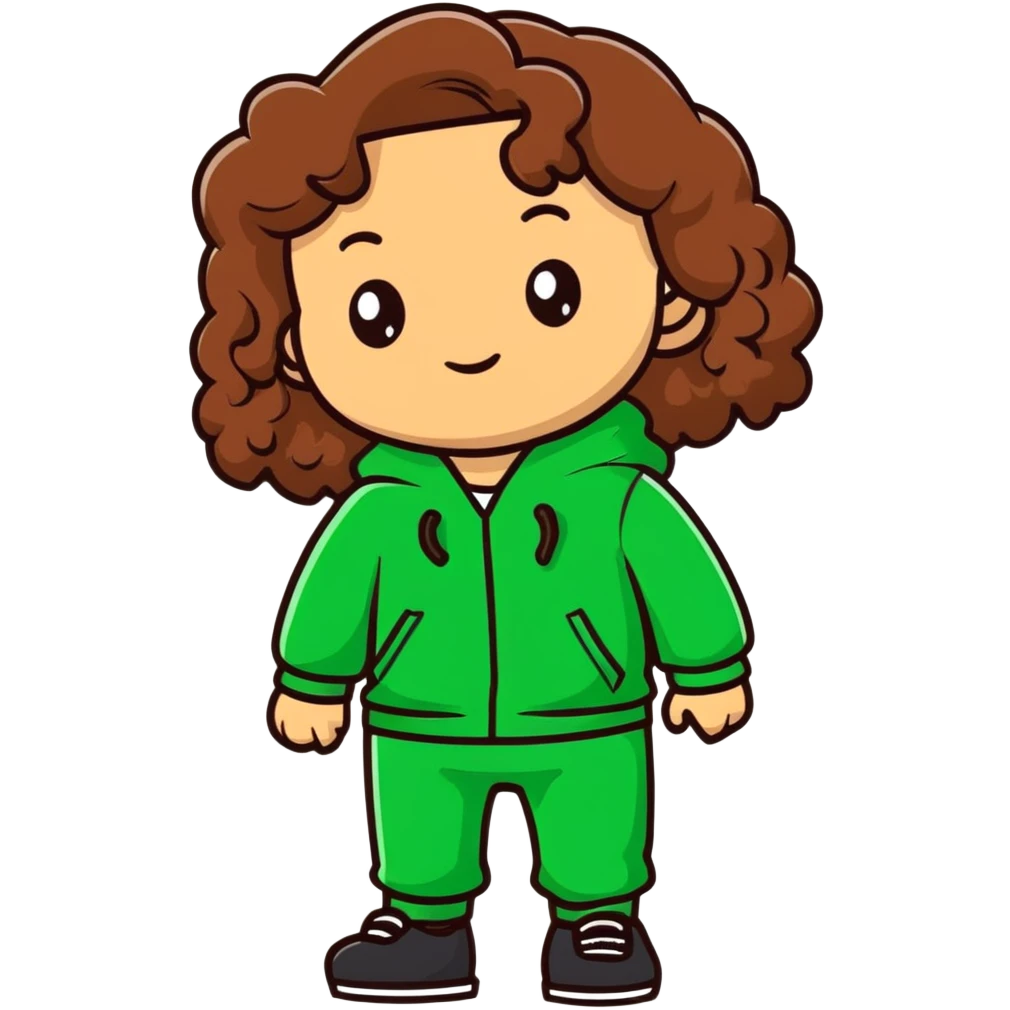 cartoon character with long brown curly hair in a green outfit emoji