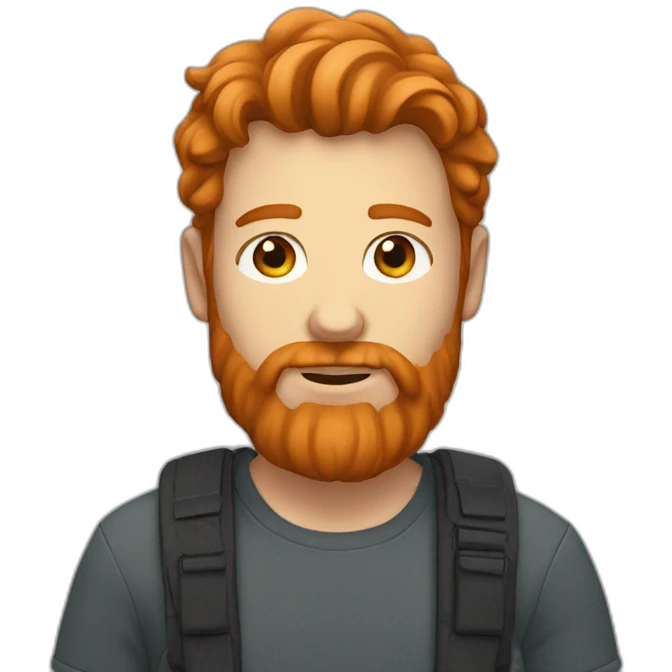 Man with long ginger hair and a scruffy ginger beard emoji
