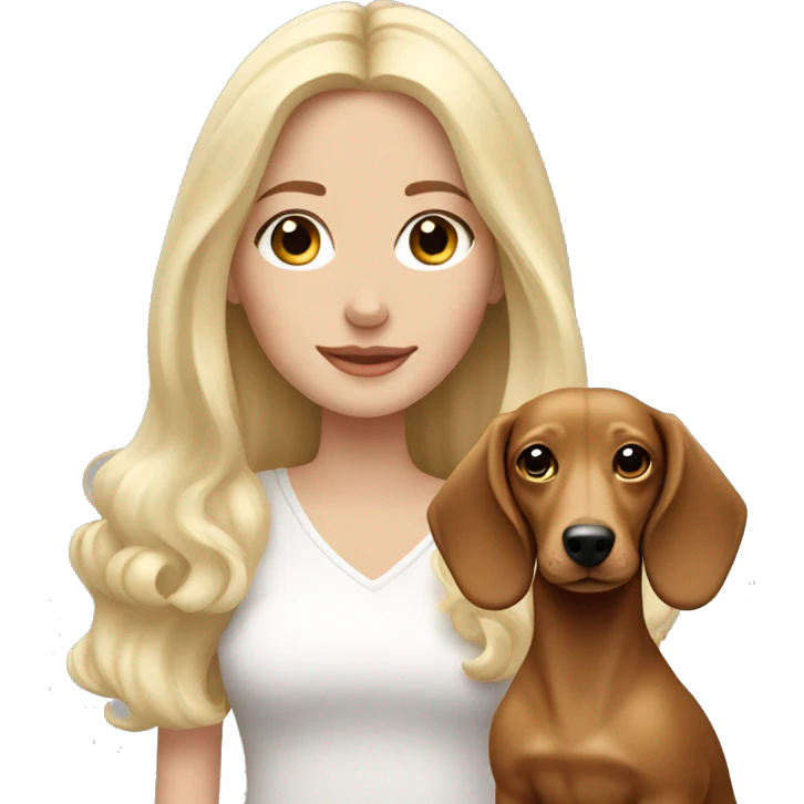 white blonde girl with dachshund long haired dog emoji