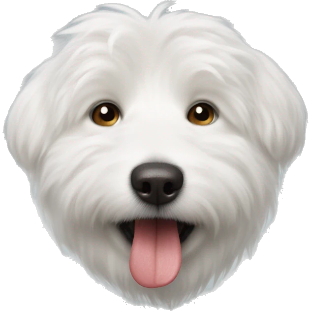 White fluffy dog sticking tounge out emoji