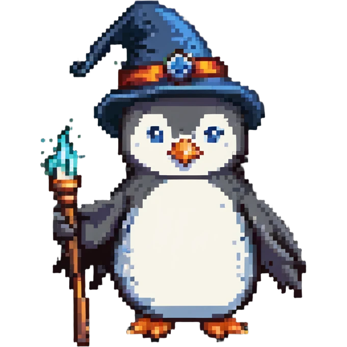 penguin wizard casting a spell emoji