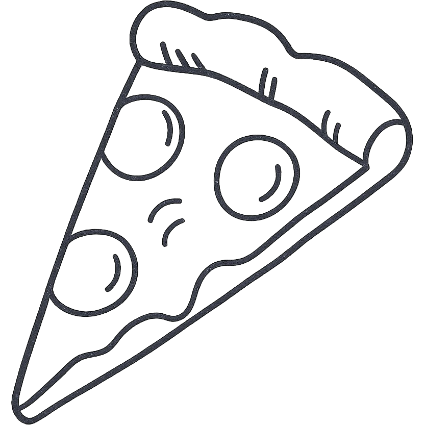 slice of pizza, hand drawn icon style, sketchy lines, playful and informal, no fill emoji