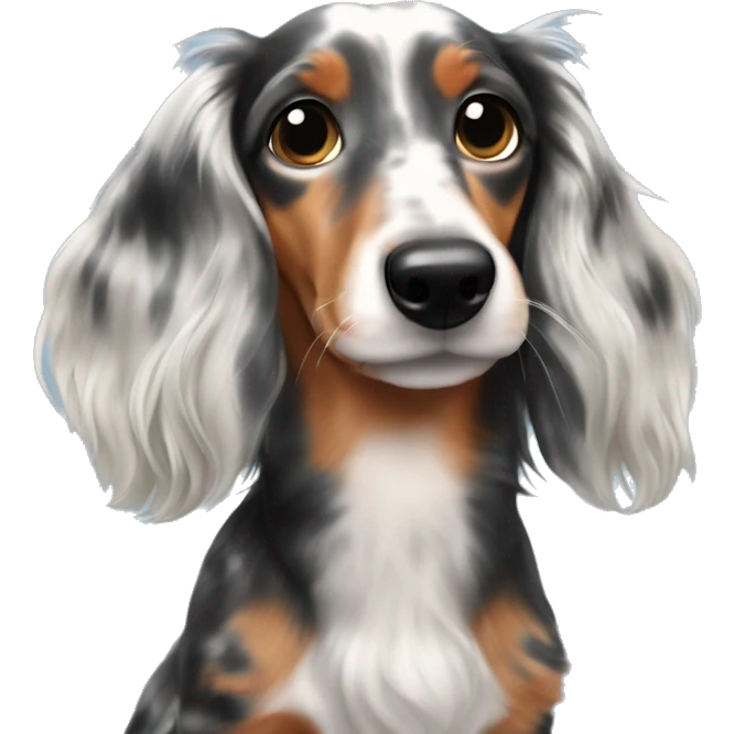 Tri Merle long haired Dachshund  emoji