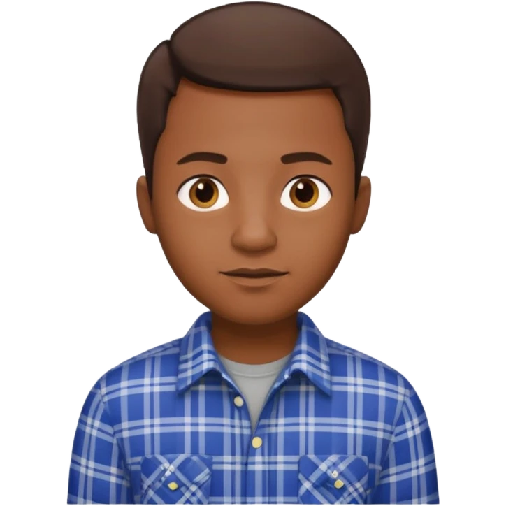 Black man, short brown hair, plaid shirt, sophisticated, software engineer style emoji