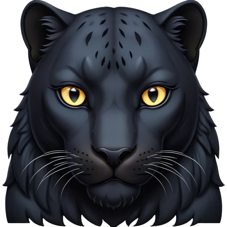 Cinematic Noble Panther Portrait Emoji, Poised and regal, with a sleek, muscular build draped in glossy, midnight-black fur and piercing, luminescent eyes, Simplified yet sharp and sophisticated features, highly detailed, glowing with a soft, mysterious glow, high shine, intelligent and enigmatic, stylized with an air of stealthy authority, focused and commanding, soft glowing outline, capturing the essence of a watchful and confident jungle guardian that appears ready to prowl out of the screen with effortless authority! emoji