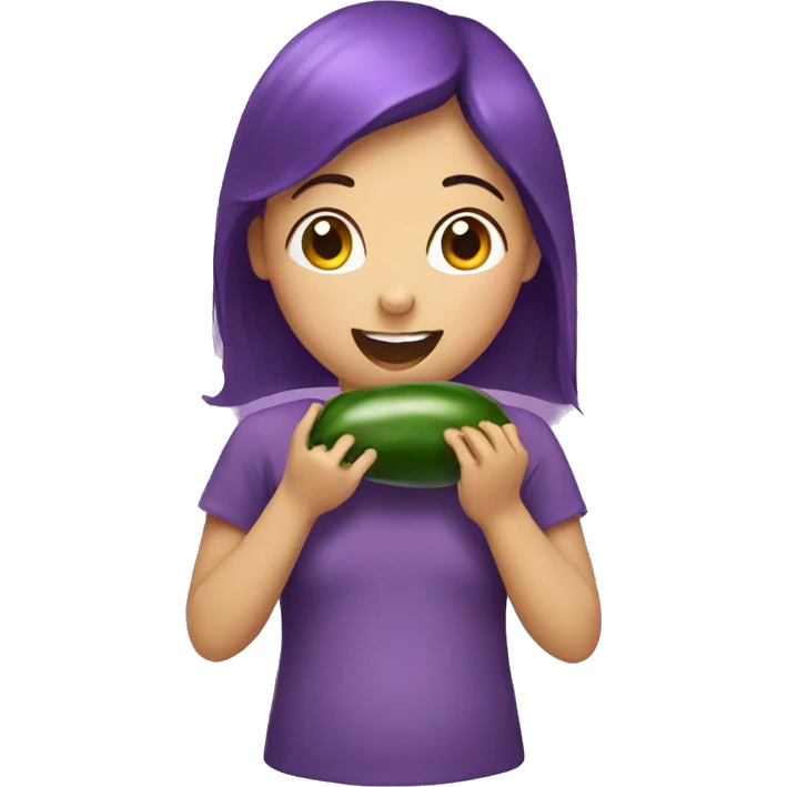 Girl eating eggplant emoji