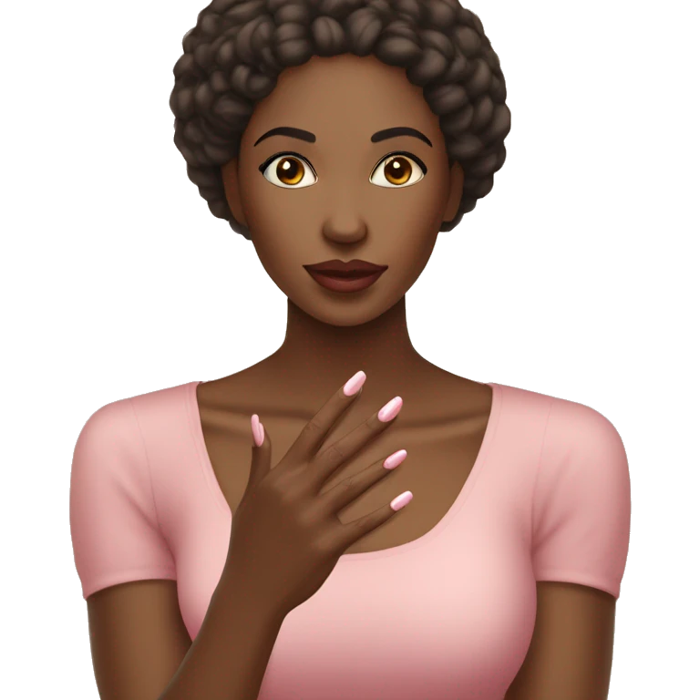 black woman getting her nails done. Long almond nails. ￼ emoji
