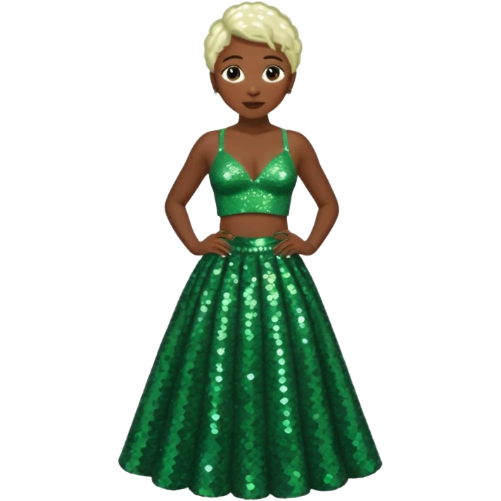 Cynthia Erivo with green sequin bra, green sequin long skirt emoji