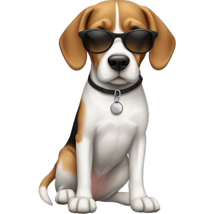 Dog breed beagle with sunglasses emoji