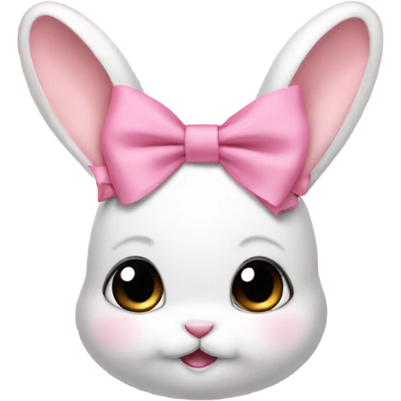 Baby bunny with coquette bow on ear, pink emoji