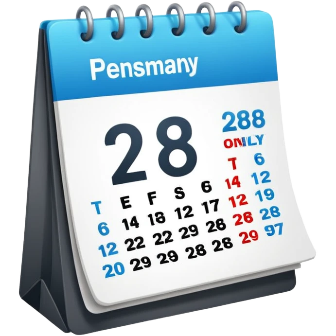 calendar in perspective, only the number 28, without the rest of the text emoji