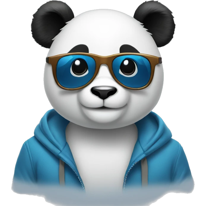 smiling mid-aged panda designer with blue cool glasses emoji