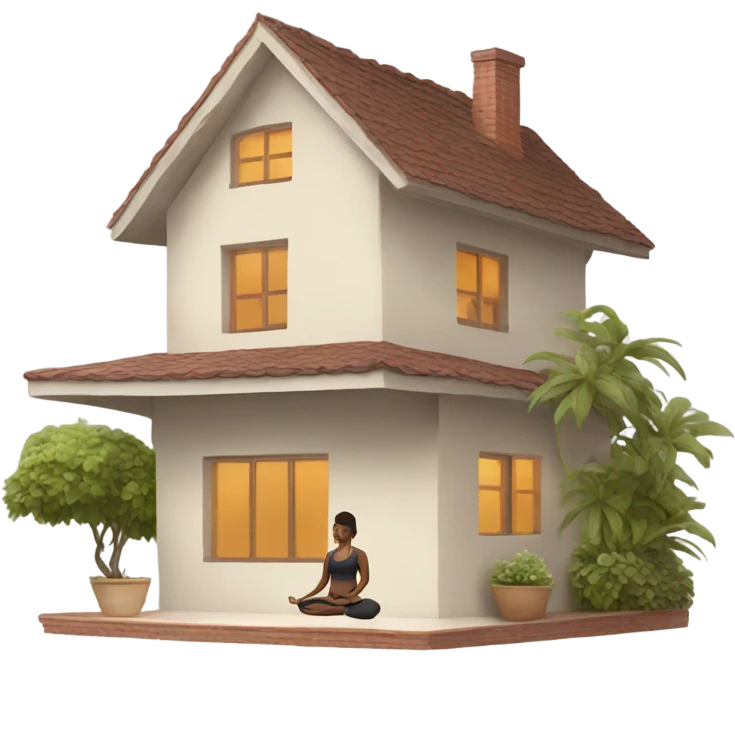 House with a yoga asana picture on it emoji