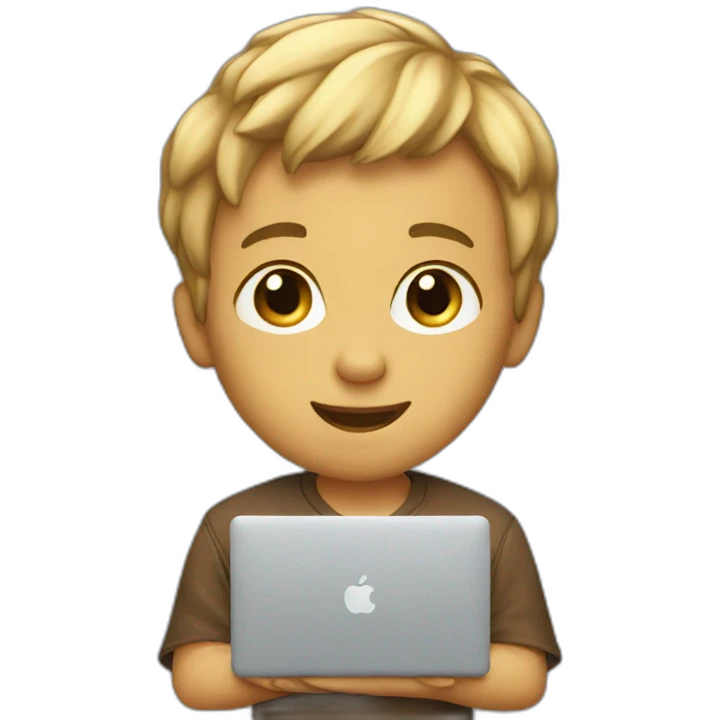 Cute boy with macbook emoji