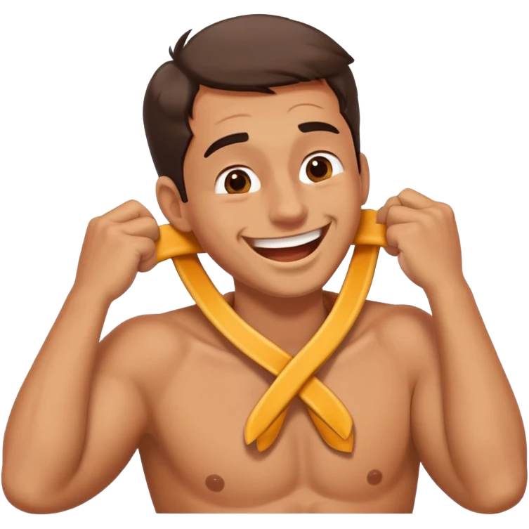 Guy holding his neck criss cross laughing  emoji