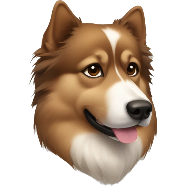 Finnish Lapphund brown. His nose and face is dark brown and full of black spots emoji