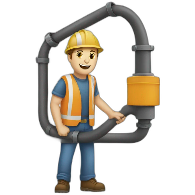 man working with big pipe and cables emoji