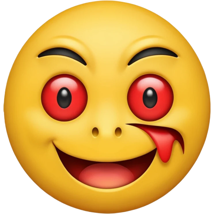 emoji smiley face with red eyes and a cut of its face  emoji