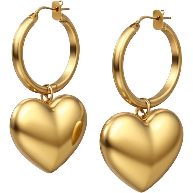 3D Rending 14k large hoop heart shape earrings
 emoji