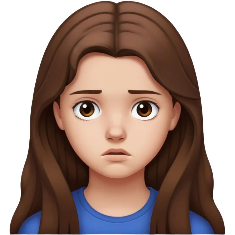 Teenage girl with long brown hair and sad expression, Hannah Baker character emoji