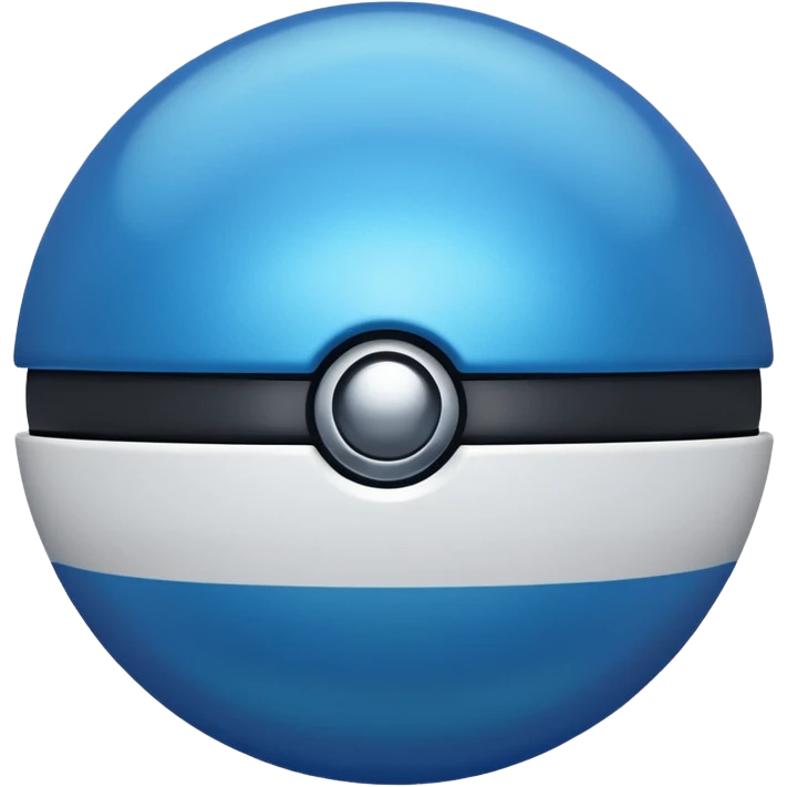 blue pokeball emoji, top half is a more saturated blue, bottom half is white, black stripe, with a metallic sheen emoji