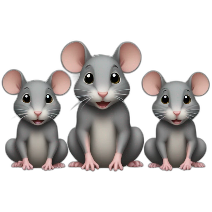 three rats and one male rat emoji