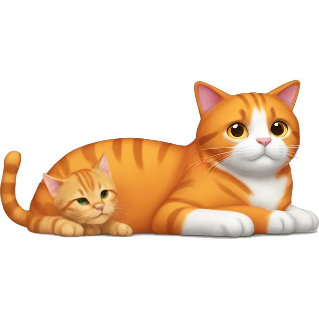 Big orange cat AND small tricolour kitty emoji