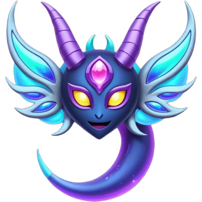 Shiny iridescent glowing dark neon Lunala-Dhelmise-fusion emoji