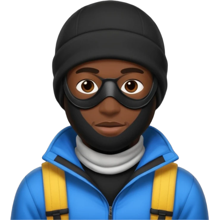 Black guy in a ski mask emoji