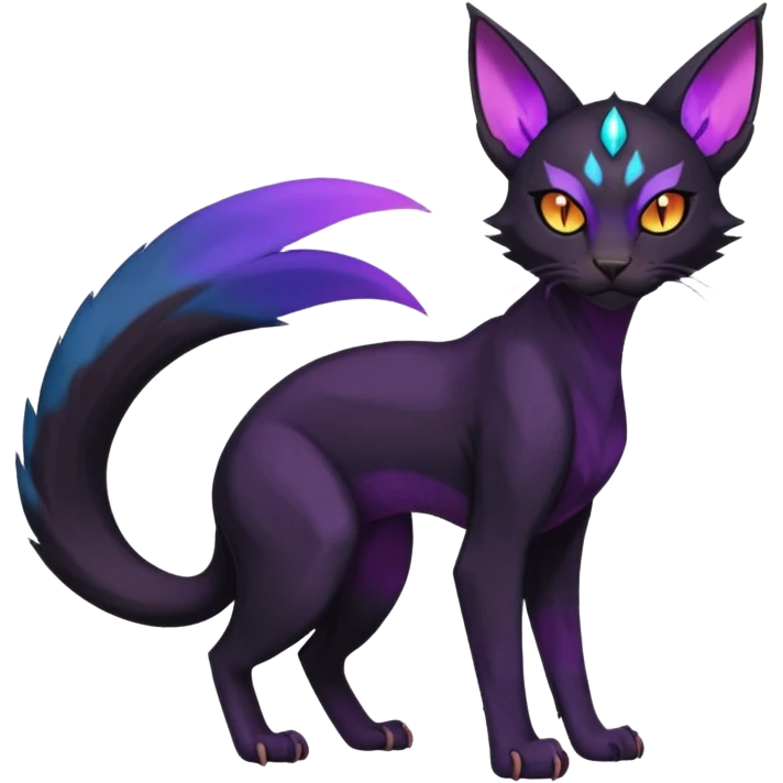 Black edgy Noivern-Purloin-Torracat-Sphynx-Lykoi-Caracal-cat-Fakemon-fusion-hybrid-creature emoji