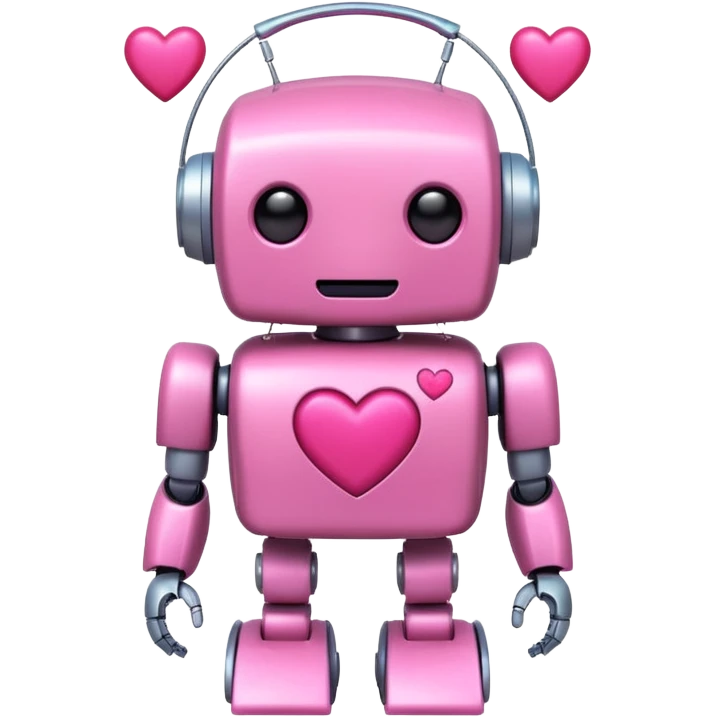 cute pink robot with hearts pink emoji