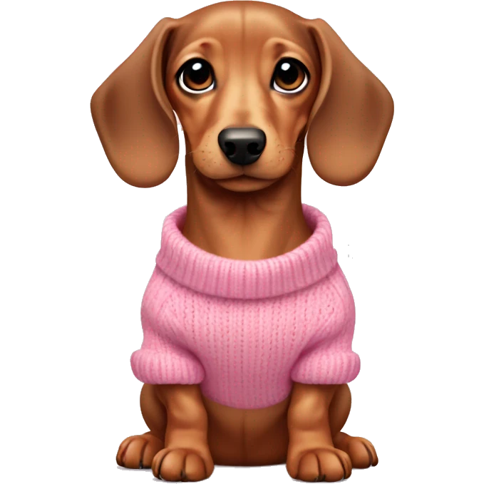 Tan dachshund puppy wearing a pink sweater emoji