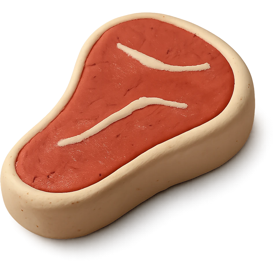 steak in claymation style, plasticine look, no background emoji