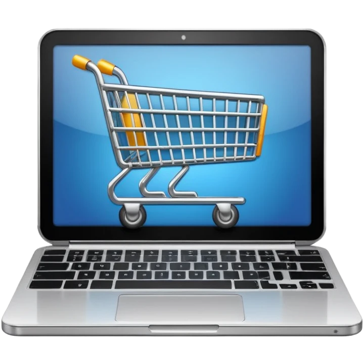 stylized shopping cart symbol (🛒) on a computer or laptop screen emoji