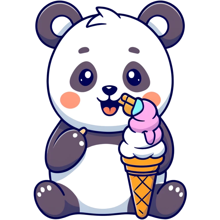 Panda eating ice cream emoji