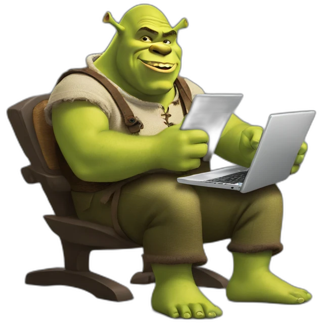shrek typing on an ihpone emoji