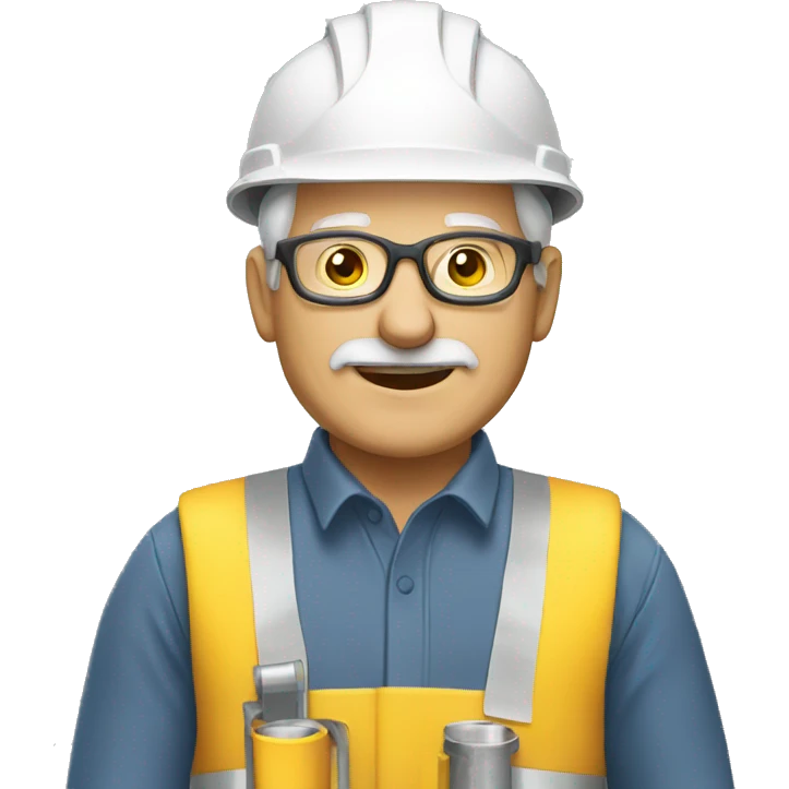 elderly man in engineering with yellow helmet emoji