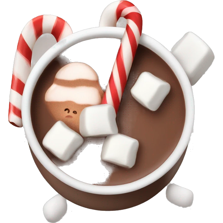 Hot chocolate with marshmallows and a candy cane  emoji