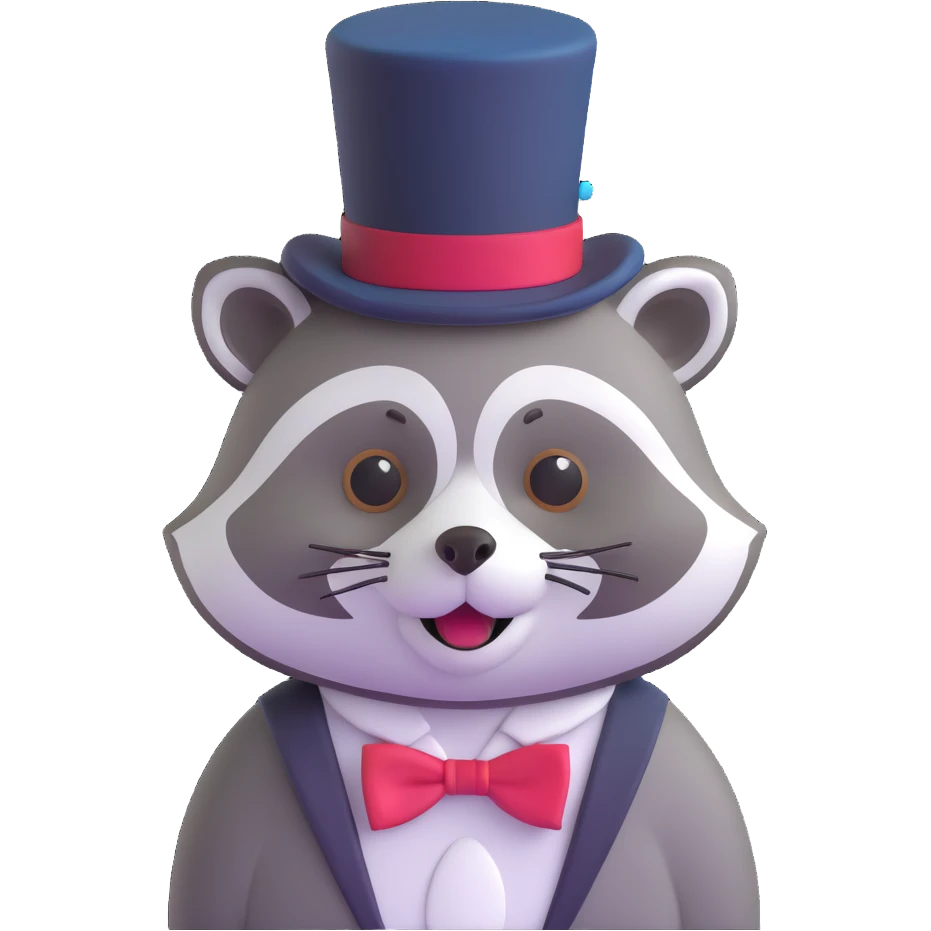 raccoon tipping top hat emoji