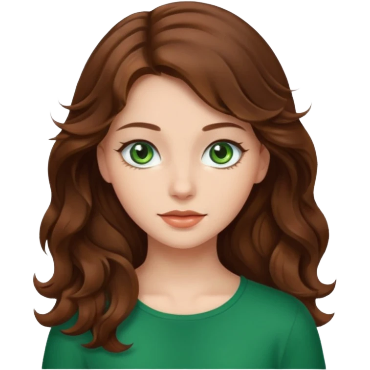 a beautiful girl with wavy volumes brown hair emoji