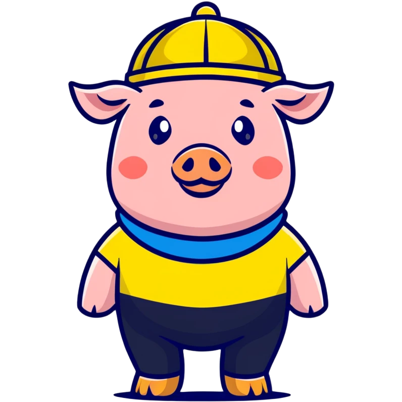 President Zelensky's head on a pig body wearing a yellow and blue hat emoji