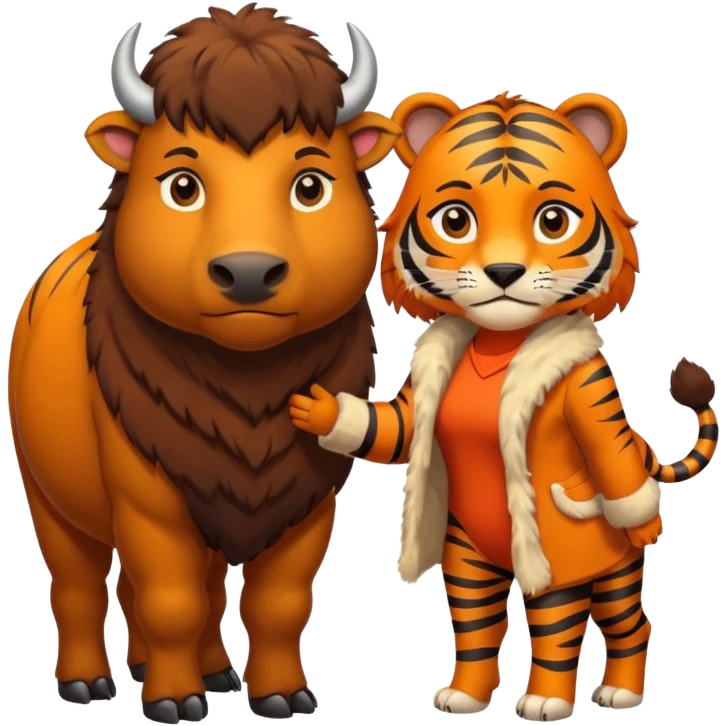 Bison in love with tigress emoji