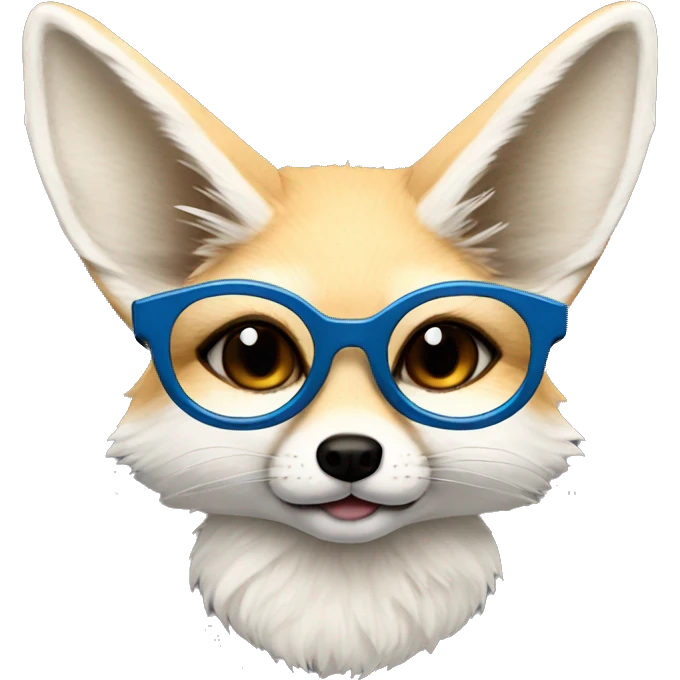 Fennec Fox white fur round glasses emoji